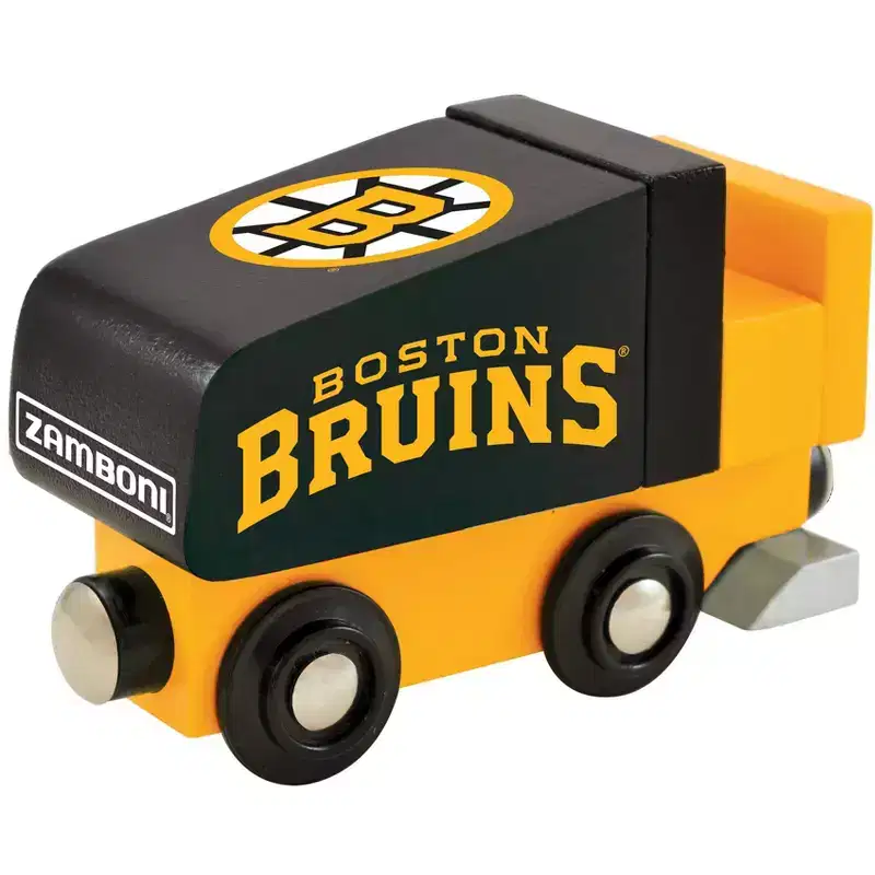 MasterPieces Officially Licensed NHL Boston Bruins Wooden Toy Zamboni Train Engine For Kids