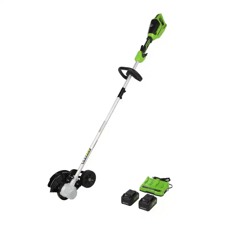 Greenworks POWERALL 2x24V 8" Brushless Edger with (2) 4.0Ah Batteries and Dual Port Charger
