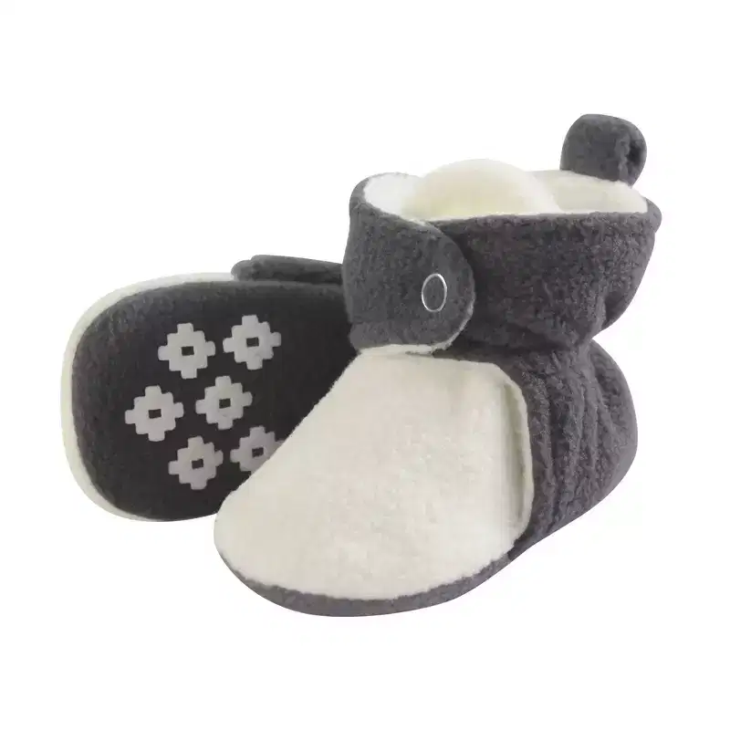 Little Treasure Baby and Toddler Cozy Fleece Booties, Charcoal Cream