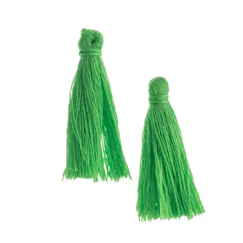 John Bead 1in Grass Green Cotton Tassels Ornament for DIY Crafts Party Decorations, 20pcs