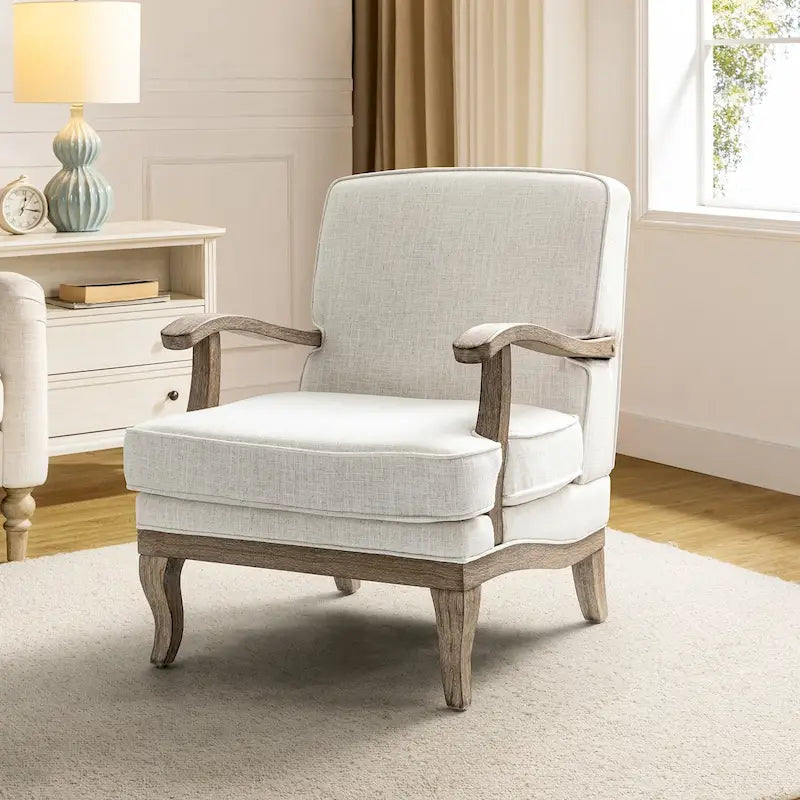 Rinaldo Farmhouse Polyester Armchair with Comfortable Backrest and Cushion by HULALA HOME
