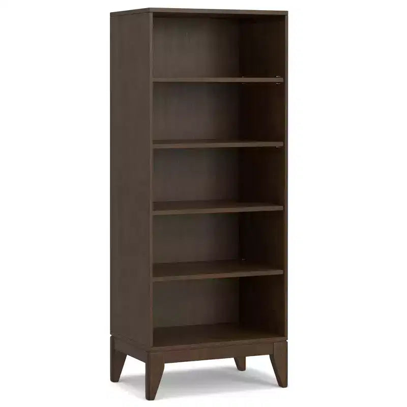SOLID HARDWOOD 66 inch x 24 inch Mid Century Modern 5 Shelf Bookcase