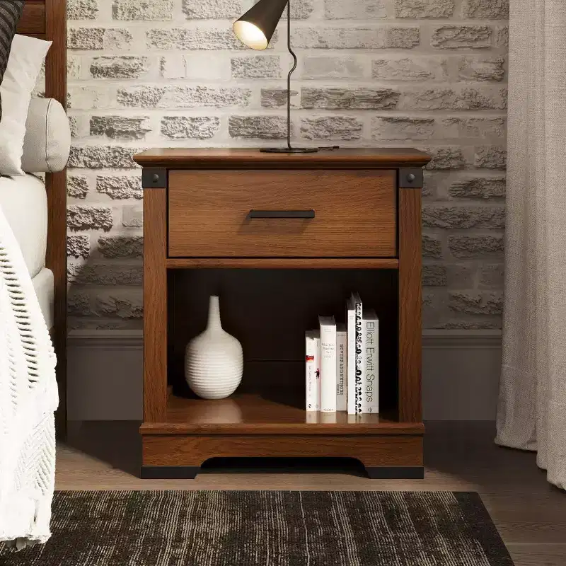 Child Craft Redmond 1 Drawer Nightstand for Nursery or Bedroom, Large Storage Drawer, Made of Sturdy Pinewood, Non-Toxic, Baby Safe Finish