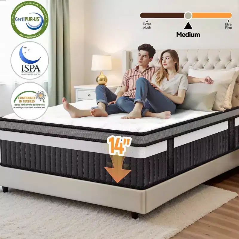 Queen Mattress, 14In Memory Foam Mattress in a Box,Pressure Relief Mattress, Zoned Support, Gel Layer for Cooling, Medium Firm, Improving Circulation