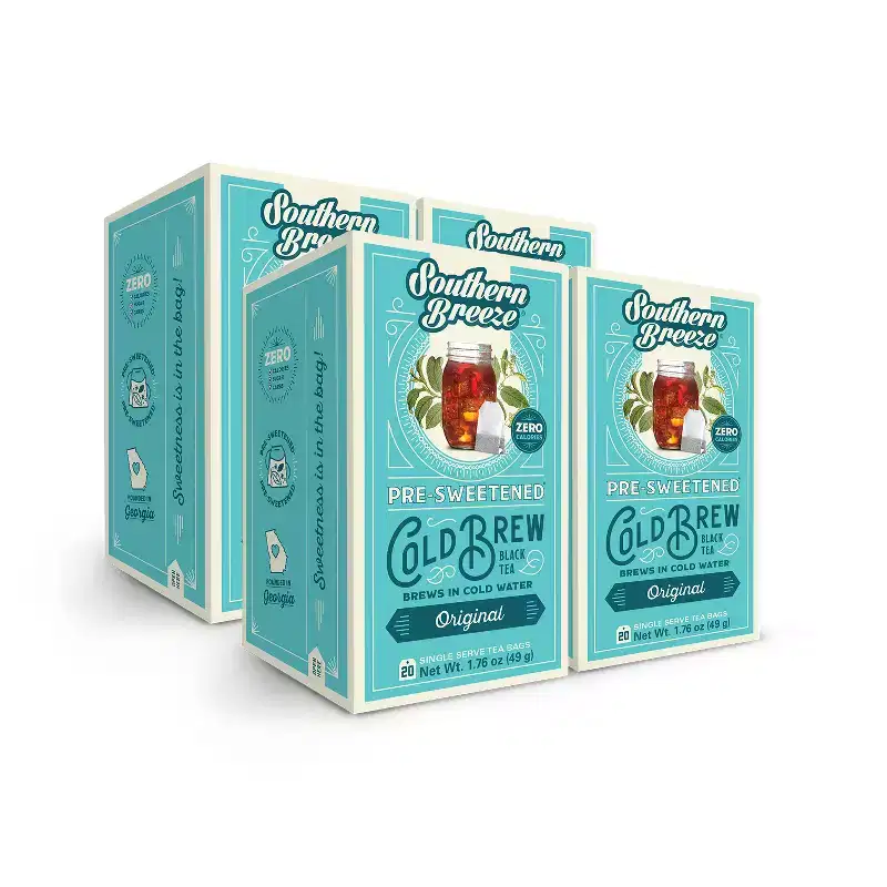 Southern Breeze Cold Brew Sweet Tea Original Iced Tea with 20 Individually Wrapped Tea Bags, Pack of 4