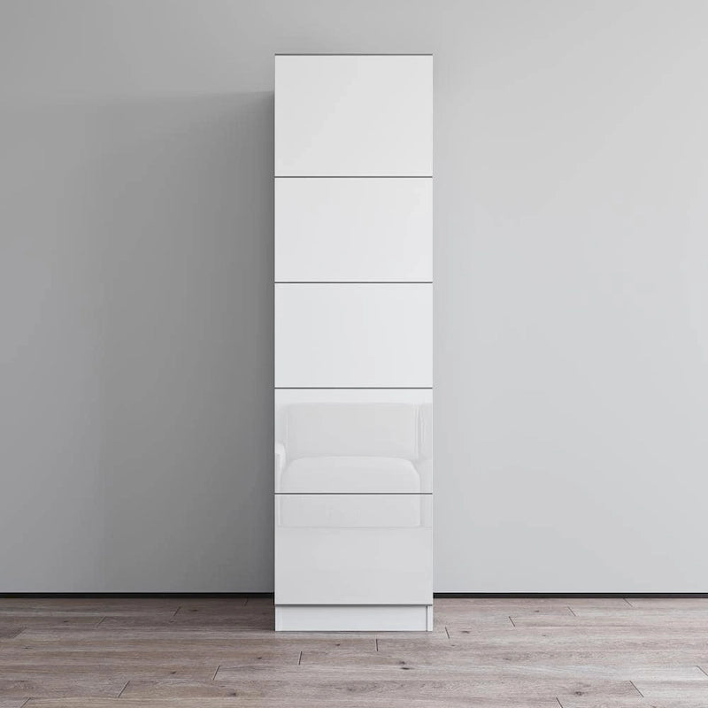 Wardrobe Armoire &ndash; Black / Grey / White, Glass Front, Matte Body, Contemporary Style