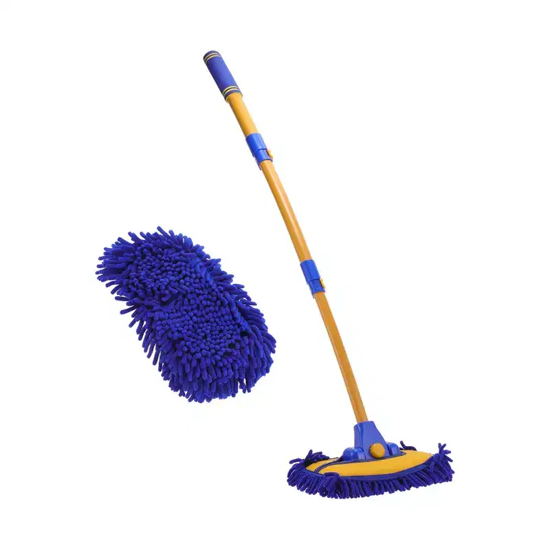 Unique Bargains Car Cleaning Brush Kit Car Wash Mop Wash Brush for Cars Auto RV Truck Blue Yellow 1pc
