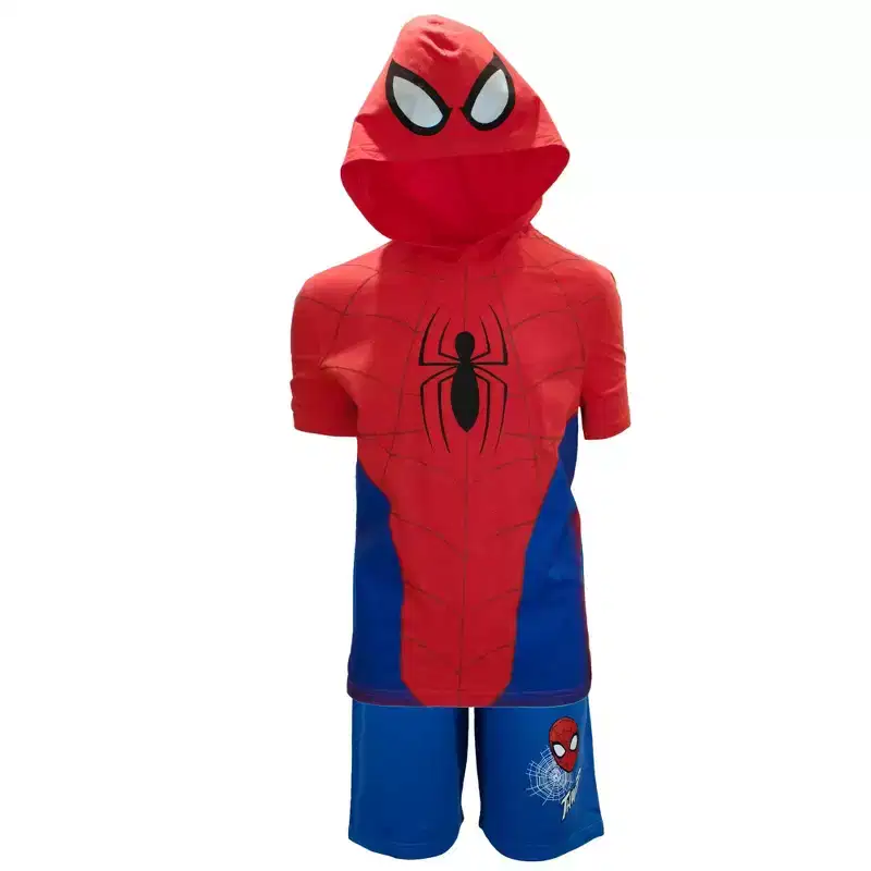 Marvel Spider-Man Big Boys Cosplay Hooded T-Shirt and Shorts Set - Red, 10-12