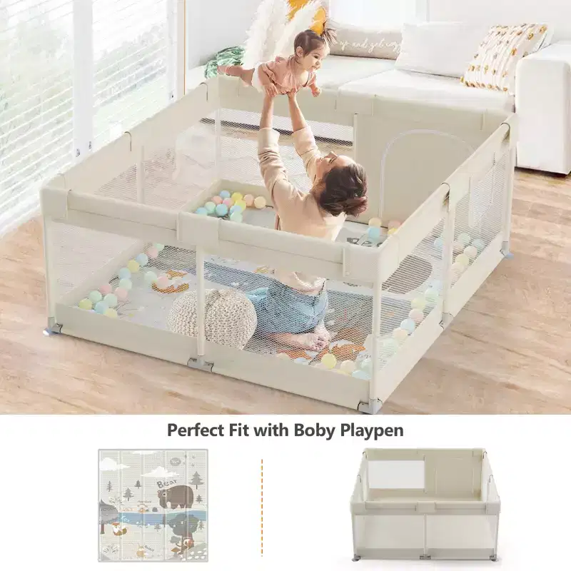 Fodoss Baby Playpen with Mat 47 x 47 In Playpen for Babies and Toddlers, Indoor & Outdoor Activity Center, Safety Baby Fence