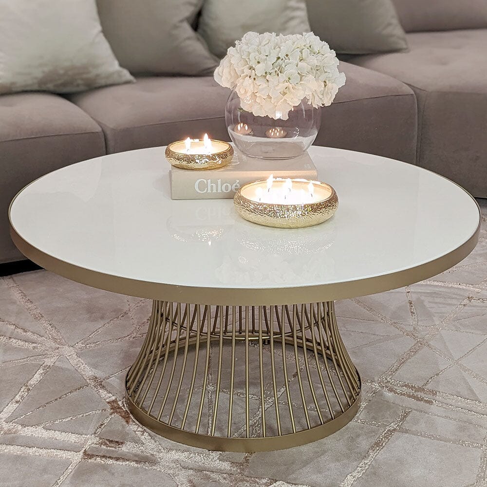 Champagne & White Round Coffee Table