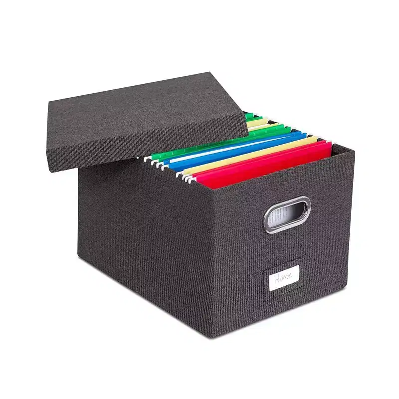 Internet's Best Collapsible File Box Storage Organizer with Lid - 1 Pack - Charcoal