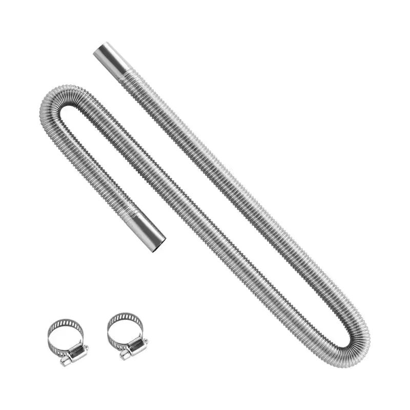 VEVOR Exhaust Hose, 47.2 inch Diesel Heater Flexible Exhaust Pipe, Stainless Steel Exhausts Hose with 2 Hose Clamps, Silver