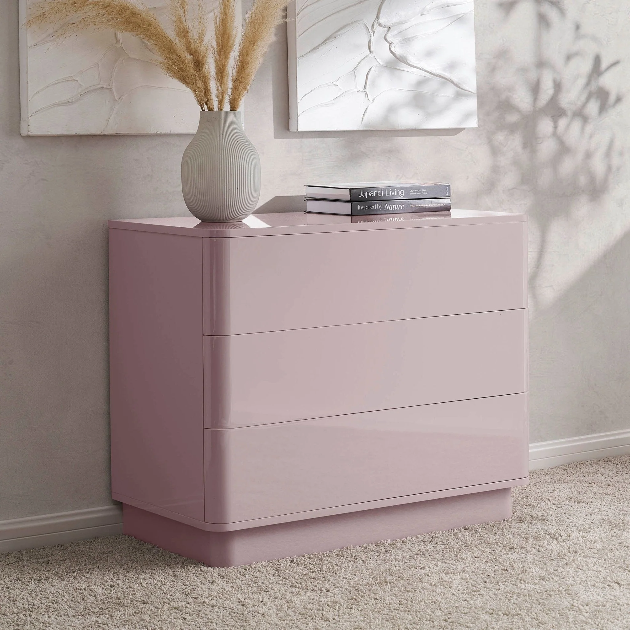 High Gloss 3 Drawer Chest - Violet Ice