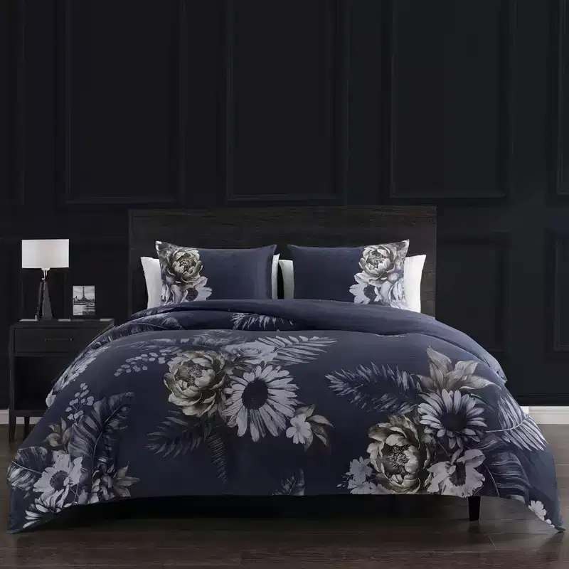 Bebejan Forget Me Not 100% Cotton Sateen 3 Piece Reversible Duvet Cover Set