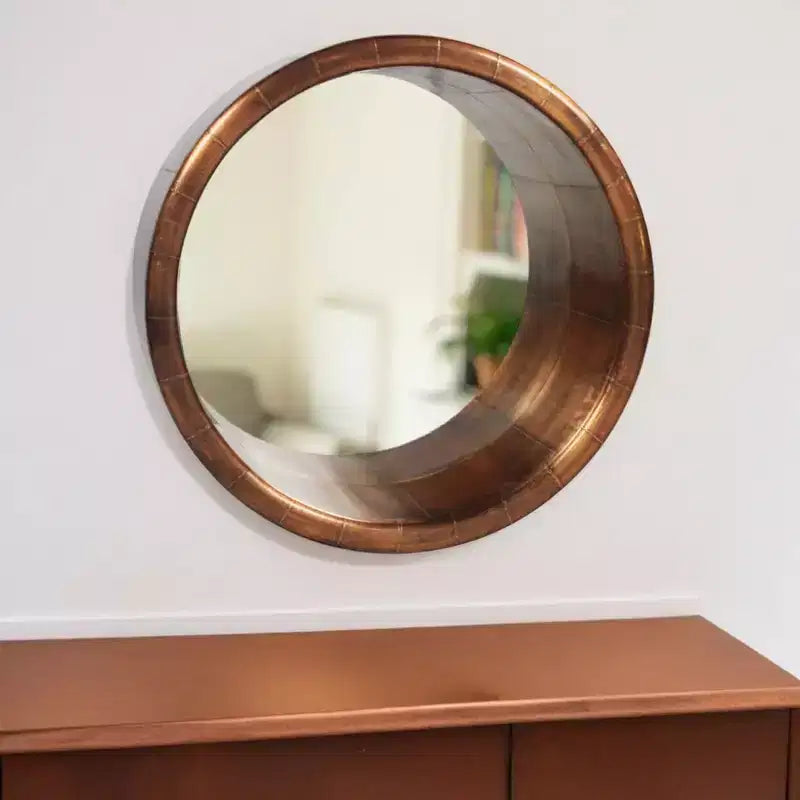 21 Copper Round Metal Framed Accent Mirror