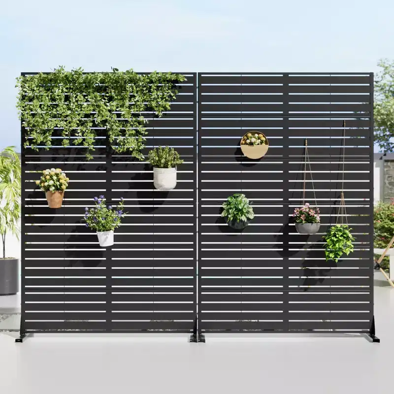 72" Outdoor Metal Privacy Screen, Decorative Garden Fence