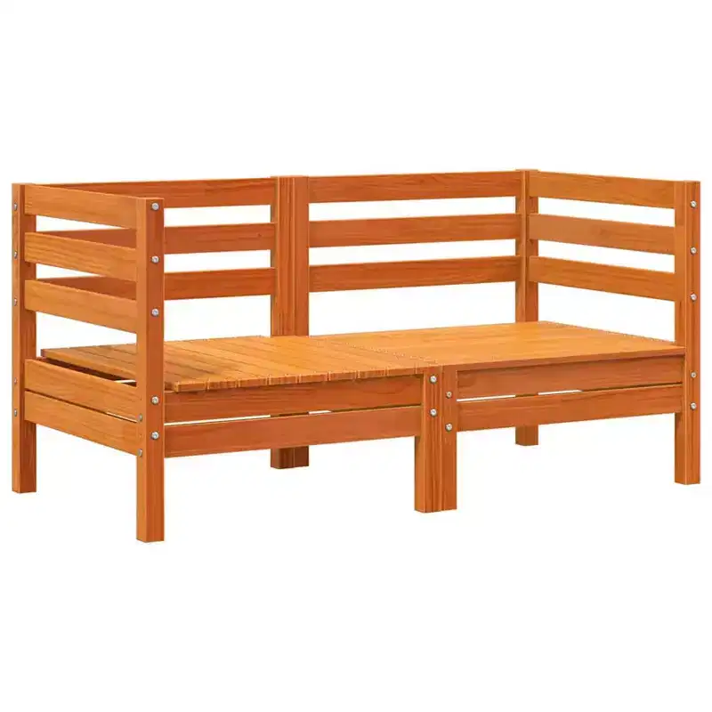 vidaXL Patio Sofas - 2 Pcs Corner Outdoor Loveseat - Brown - Solid Pine Wood - Modular Garden Furniture - Dimensions: 25 x 25 x 24.6