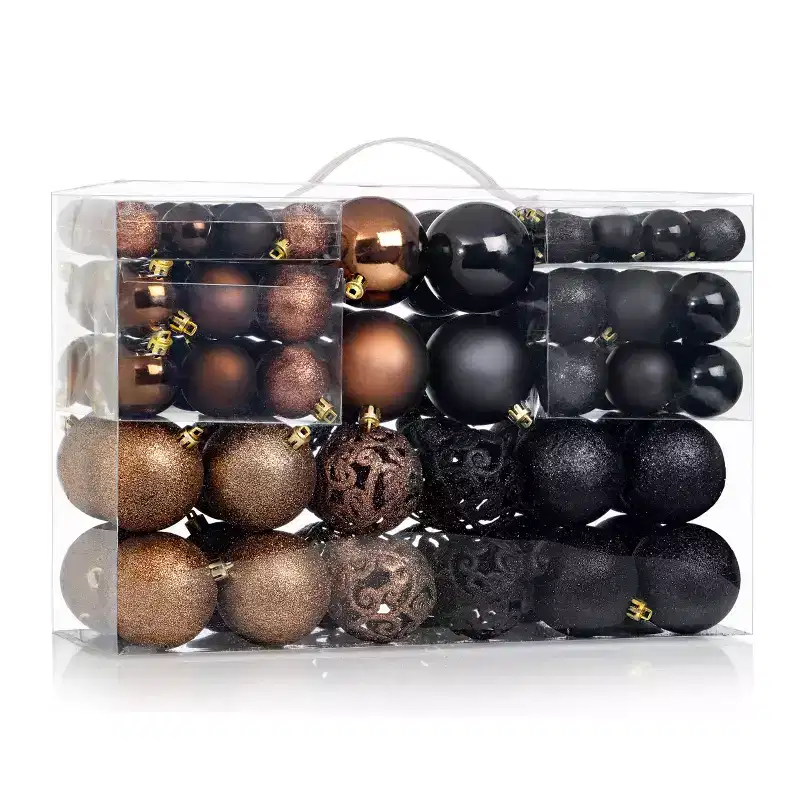 R N' Ds Shatterproof Christmas Ornament Balls - Black and Brown - 100 Pack