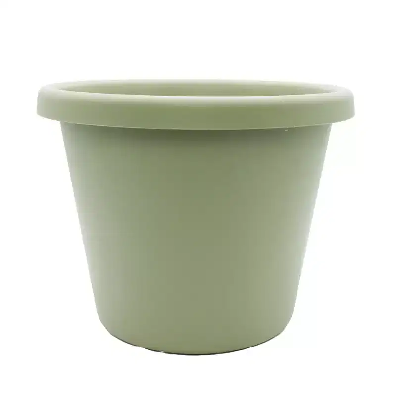 The HC Companies 14 Inch Round Classic Planter - Plastic Plant Pot for Indoor Outdoor Plants Flowers Herbs, Seafoam Green