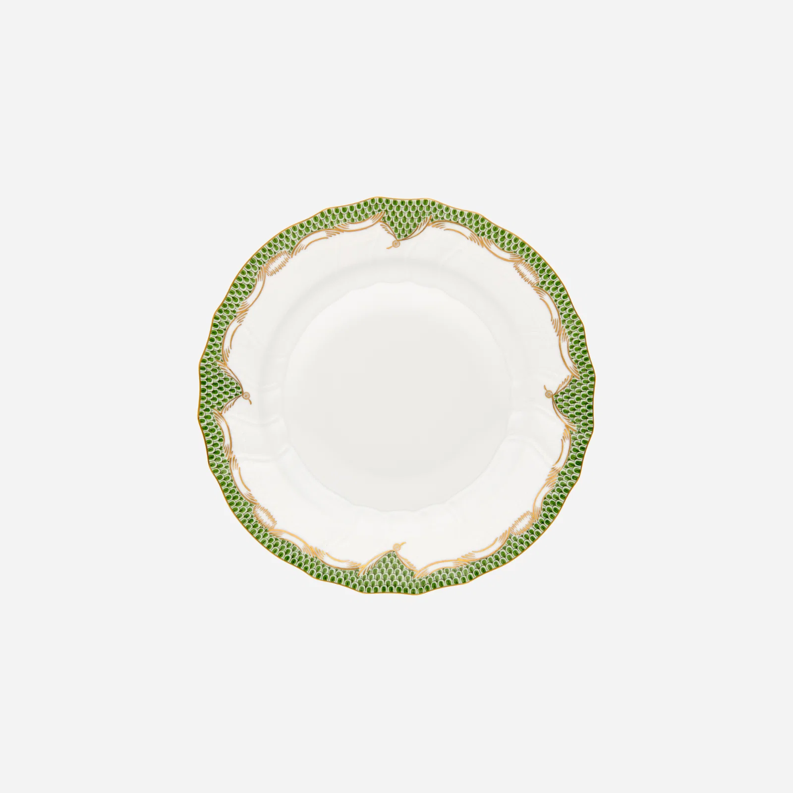 Fish Scale Jade Green Gold Dessert Plate 21cm