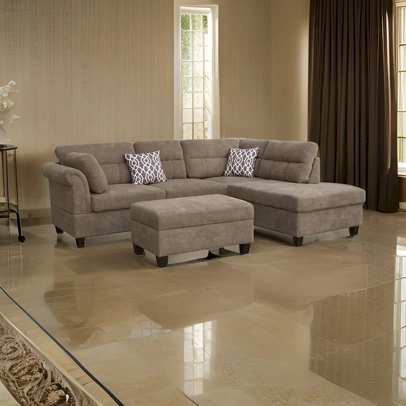 Sectional Sofa with Chaise and Storage Ottoman