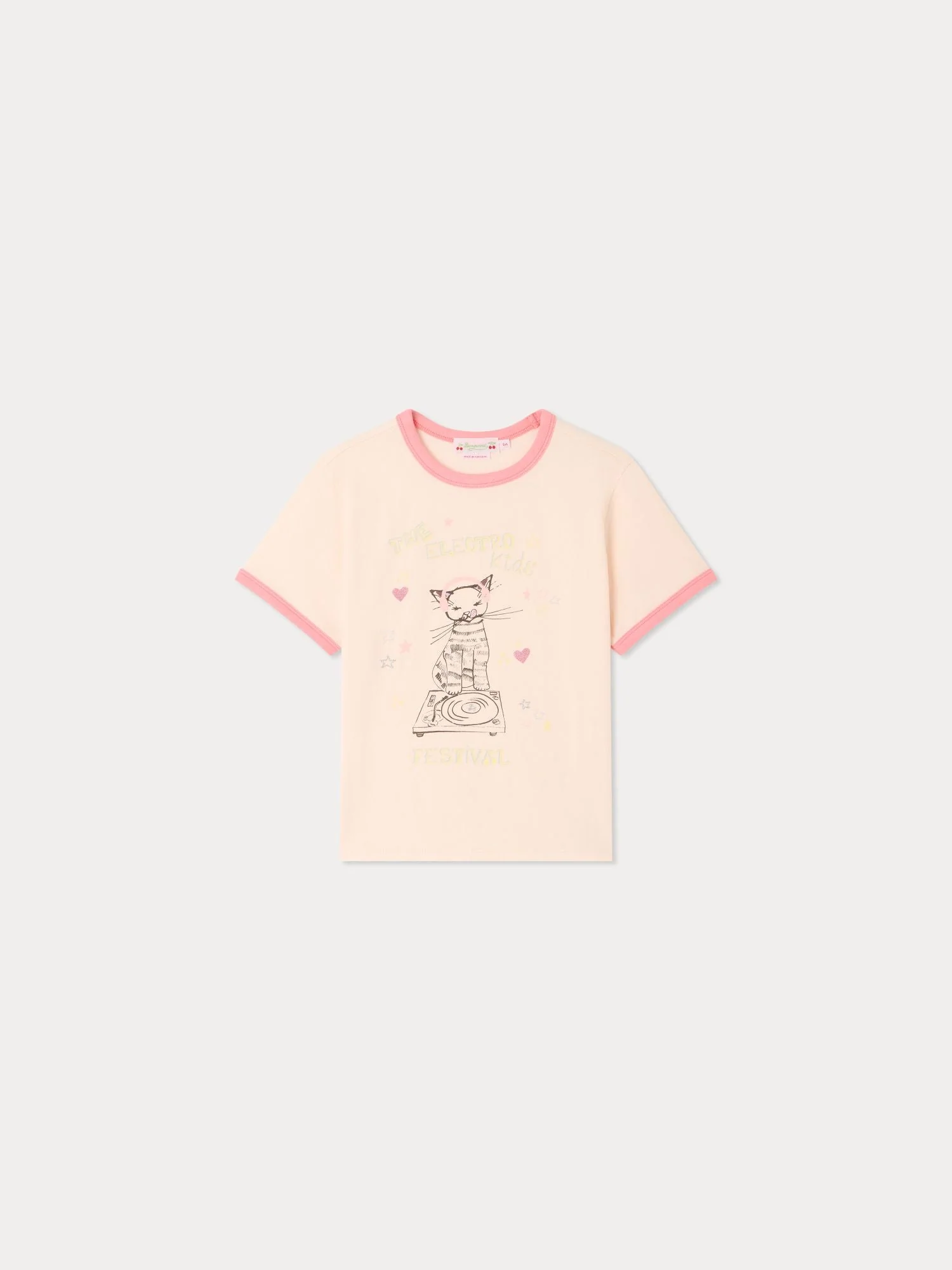 DJ cat print t-shirt in organic cotton