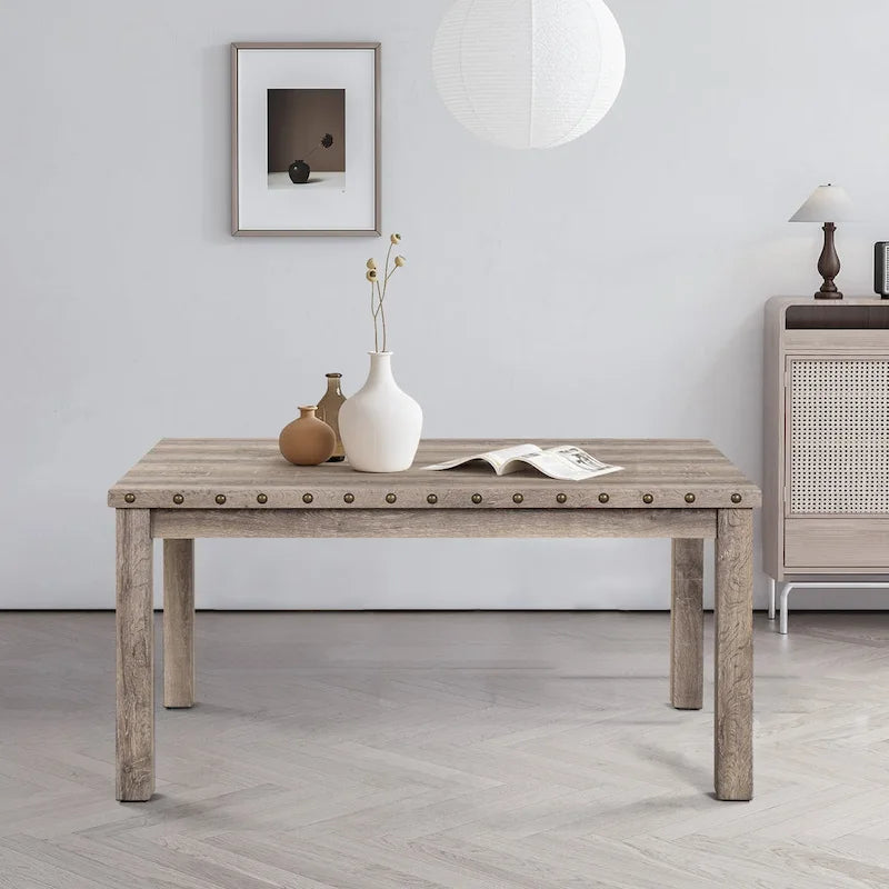 Rustic Farmhouse Rectangular Dining Table, Premium Wood