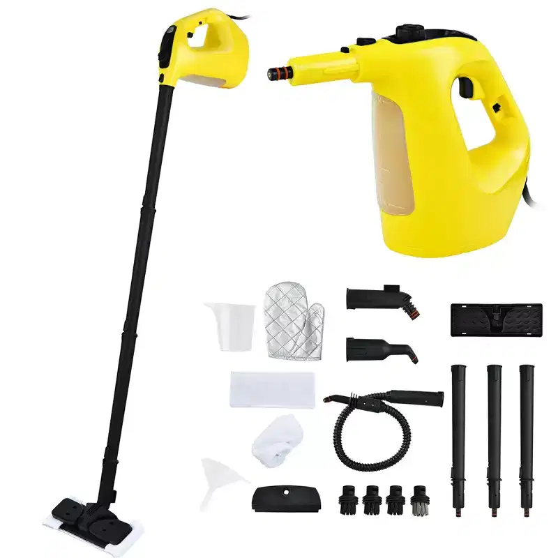Costway 1400W Multipurpose Pressurized Steam Cleaner Mop W/ 17 Pieces Accessories Yellow