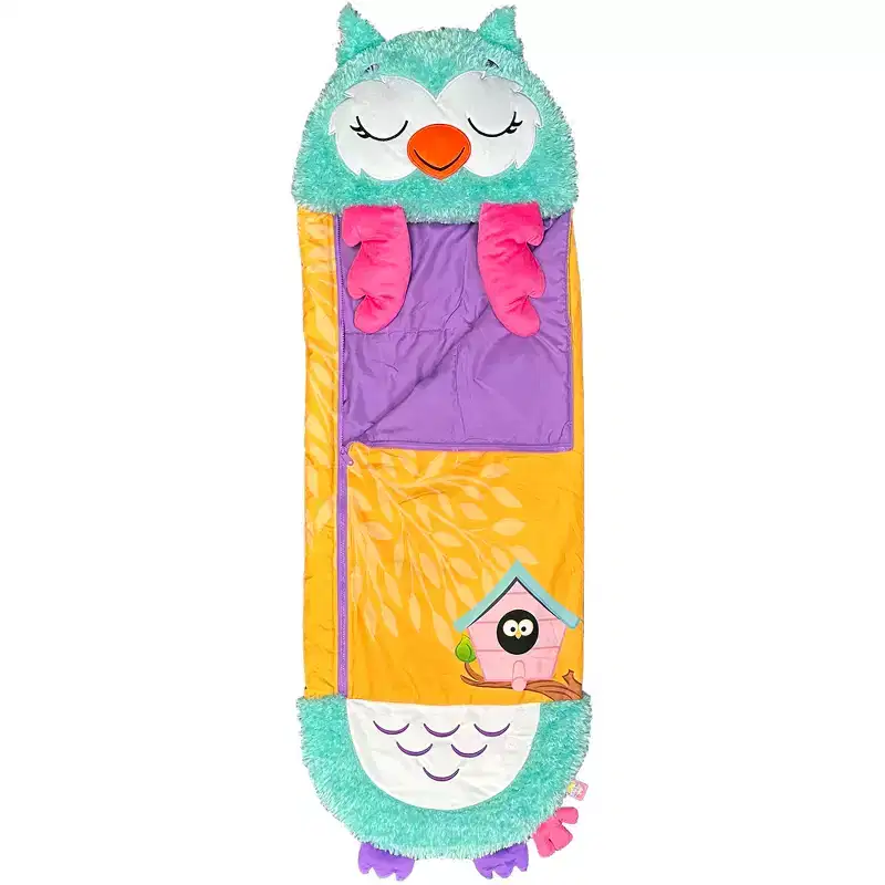 Happy Nappers Medium Green Owl 2-in-1 Pillow Sleepy Sack Plush 54x20 Kids 3+