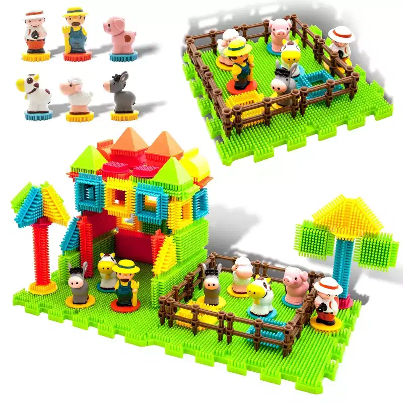 PICASSO-TILES 100PCS Hedgehog 3D Building Block Tiles, STEM Farm Theme Educational Toy Set, Learning Playset for Preschool Kids