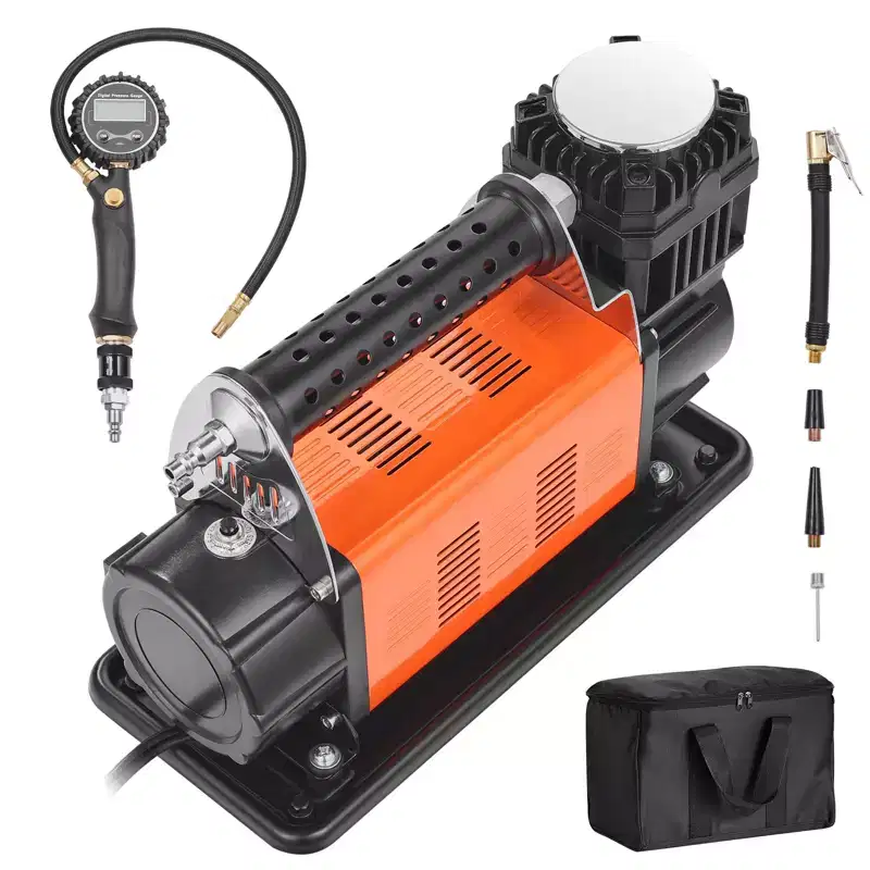 VEVOR 12V Heavy Duty Air Compressor - with Digital Pressure Gauge Tire Inflator Kit, 7.06 CFM Tire Inflator, 150PSI Offroad Air Pump ,Orange & Black