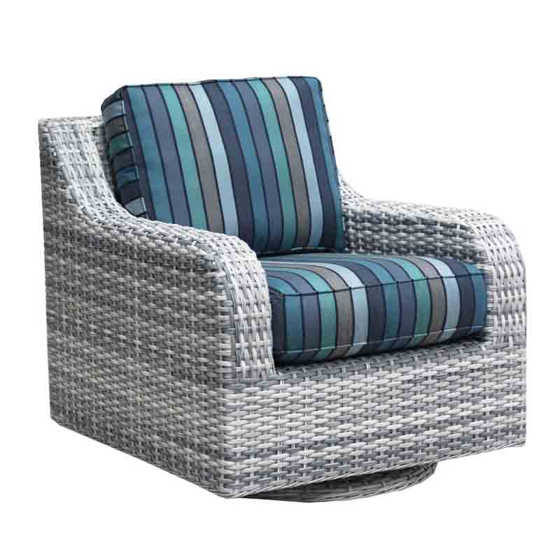 Outdoor Wicker Swivel Glider Chair with Cushions in Ice White