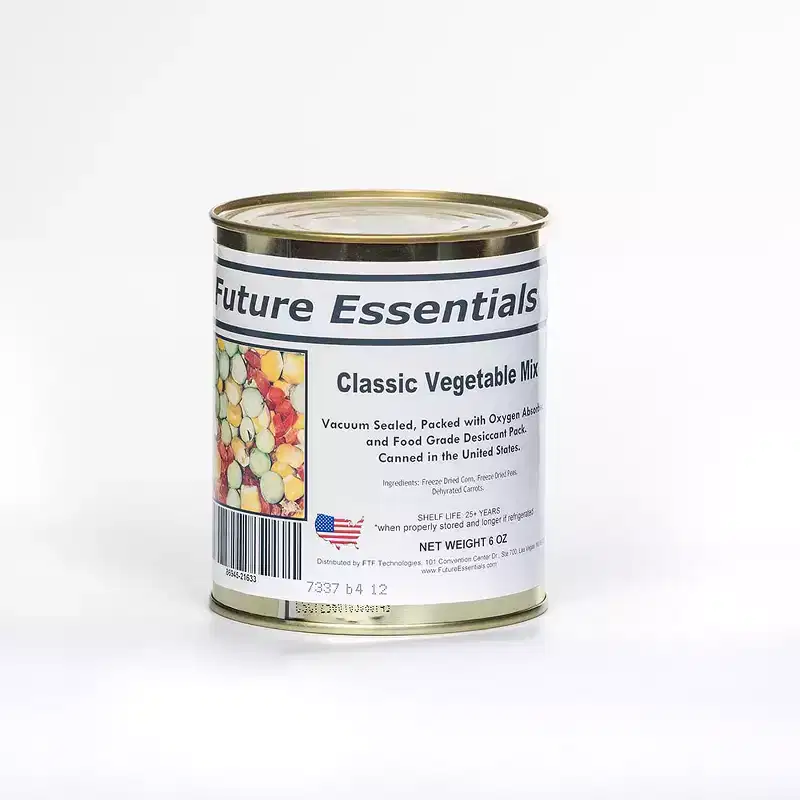 Freeze Dried Classic Vegetable Mix Corn Peas Carrot 25 Year Shelf Life 6 Oz Can