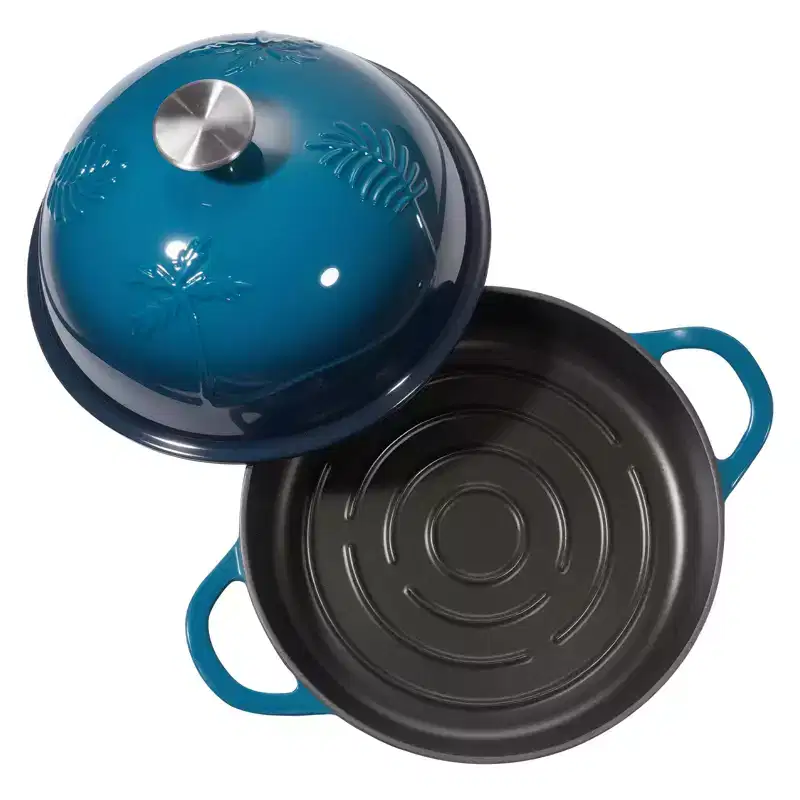 VEVOR Enameled Cast Iron Dutch Oven, 5 Quart Pot for Sourdough Bread Baking, Oven Induction Compatible up to 500, Blue