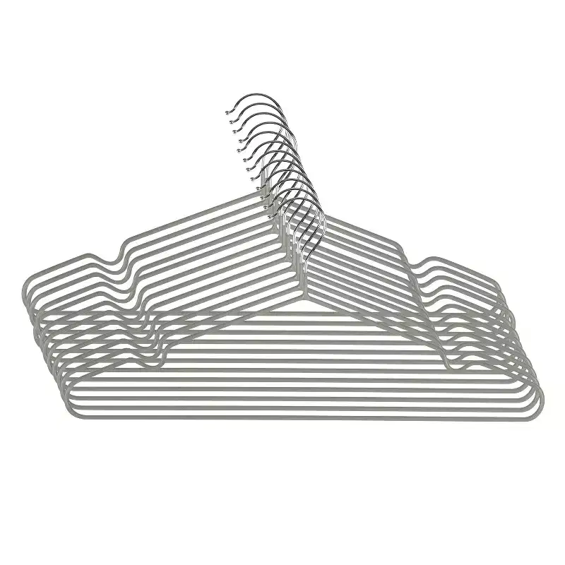 Simplify 12ct Flat Metal Hangers w/Chrome Hook Kennedy International - Gray: Wire Clothes Hangers for Pants & Dresses