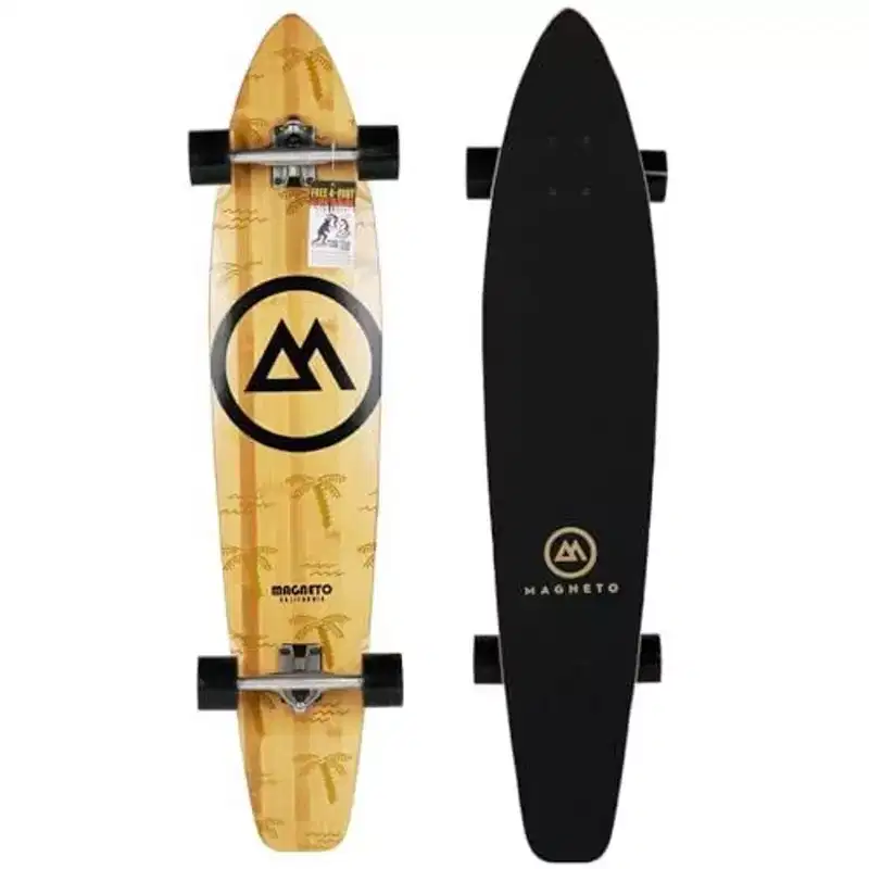 Magneto 44-inch Kicktail Cruiser Longboard Skateboard - Bamboo & Canadian Maple Deck - Commuting, Cruising, Carving (Palm Flats)