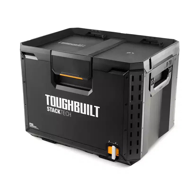 ToughBuilt StackTech XL Tool box Organizer with Removable Tray, Small Parts Storage Bin, Lockable Toolbox for Workshop, Garage, Home