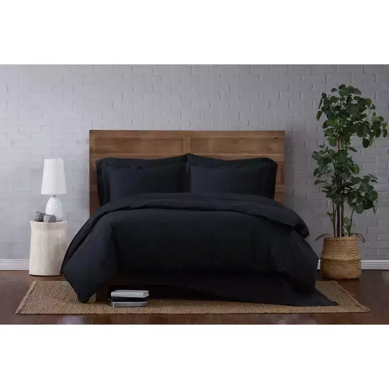 Cannon Solid Percale Duvet Cover Set Black