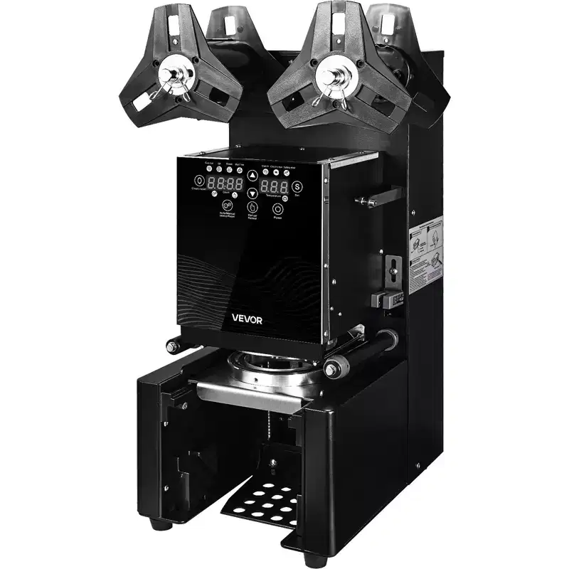 VEVOR Fully Automatic Cup Sealing Machine, 500-650 Cups/H, Cup Sealer Machine for 190 mm Tall & 90/95 mm Cup, with Digital Control LCD Panel, Black
