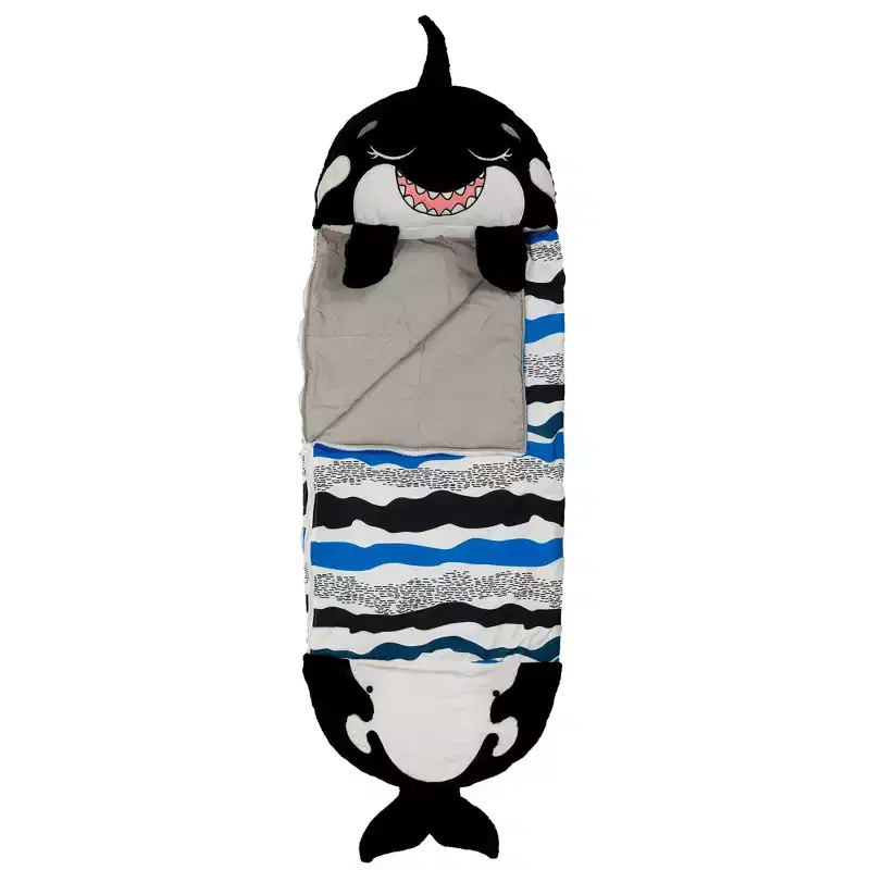 Happy Nappers: Pillow & Sleepy Sack: Medium - Ozzy The Black Shark - 54 x 20, 2-In-1: Plush Animal Opens To Sleeping Bag, Soft, Play & Nap, Kids 3+