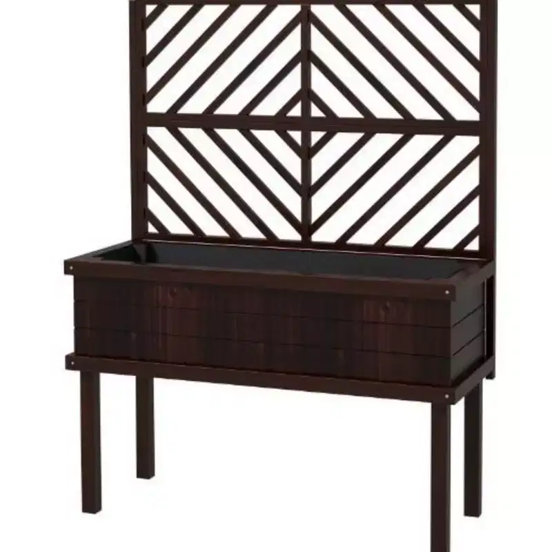 NAYSAYE 39 Inch Raised Garden Bed with Elevated Wood Planter and Trellis with Legs for Climbing Plants Outdoor Spaces, Brown, 44.92*16.55*9.06