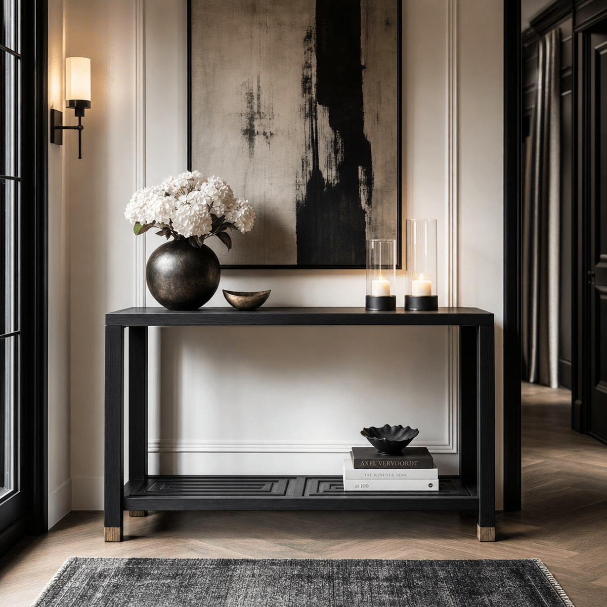Black Console Table with Gold Feet