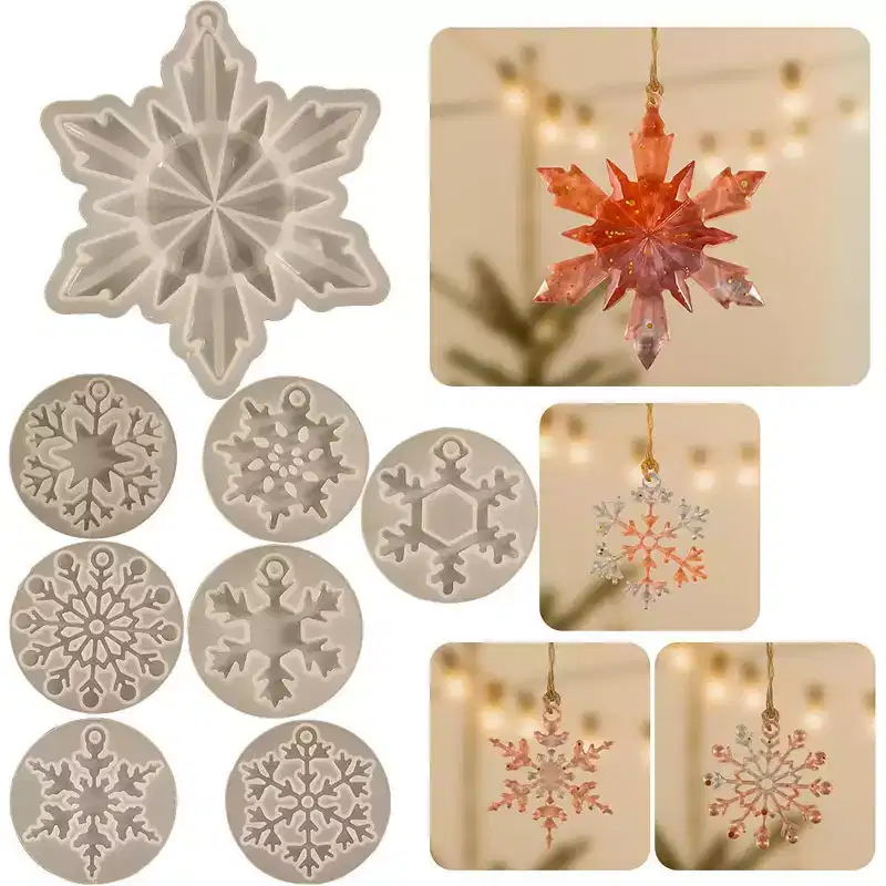 JDICTION 8-Pack Snowflake & Wave Spiral Silicone Molds for Resin Pendants, Keychains, Home Decor