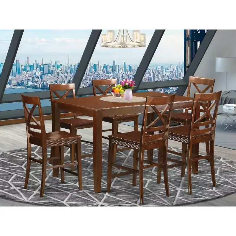 HomeStock Belmont Dining Counter Height Set - High Top Table And Kitchen Bar Stool