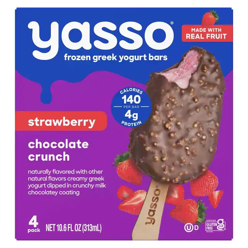 Yasso Frozen Greek Yogurt Indulgent Strawberry Chocolate Crunch - 10.6 fl oz/4ct