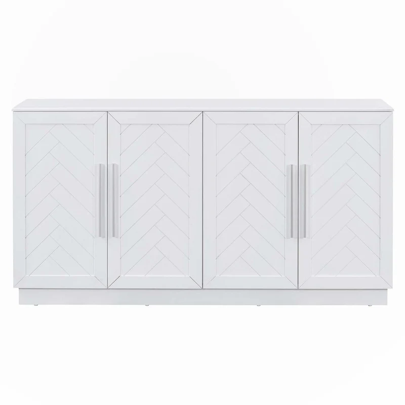 Sideboard with 4 Doors, Large Storage Space with Adjustable Shelves