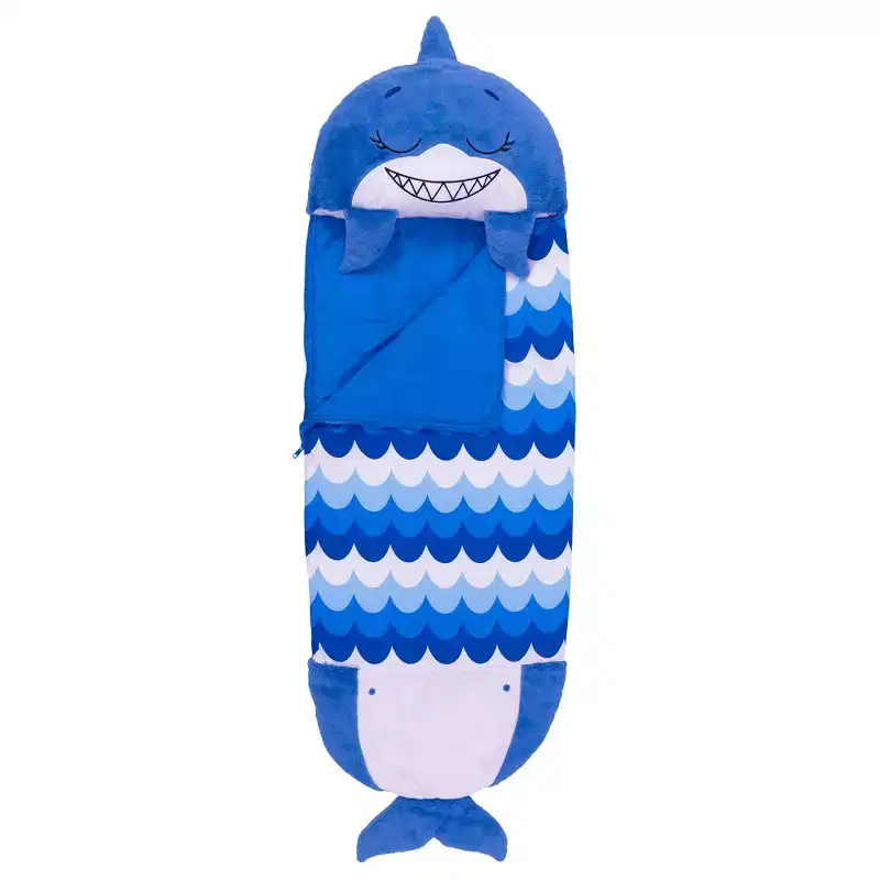 Happy Nappers: Pillow & Sleepy Sack: Medium - Blue Shark - 54 x 20, 2-In-1: Plush Animal Opens Into Sleeping Bag, Soft Play & Nap Character, Kids 3+