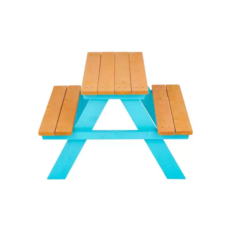 Kids' Outdoor Wood Rectangle Picnic Table - Turquoise - Teamson Kids: Weather-Resistant, Hardwood, Seats 4