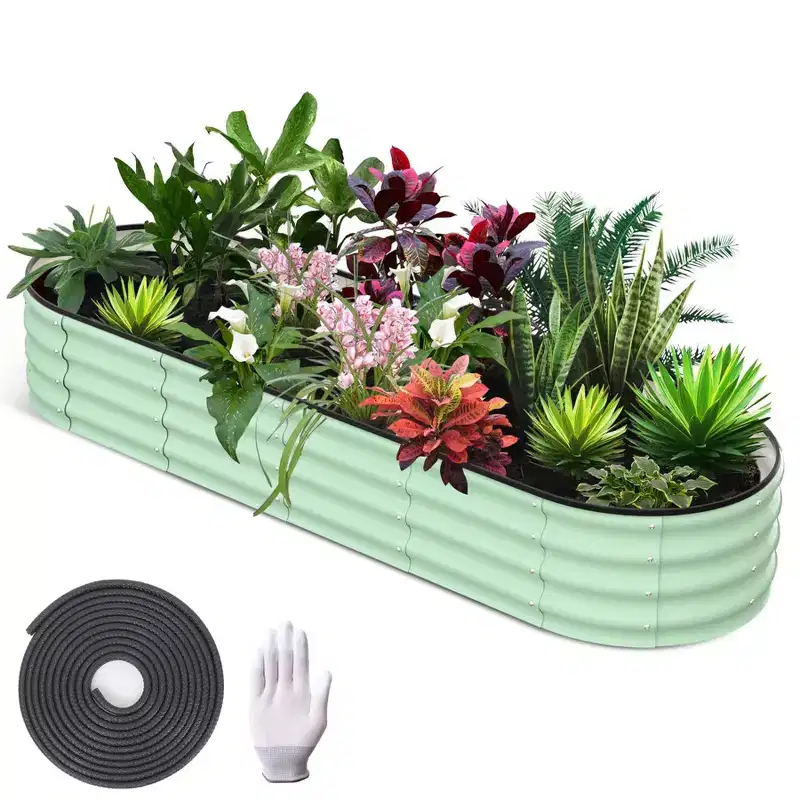 Galvanized Raised Garden Bed, 244 x 61 x 30cm Outdoor Raised Planters, Planter Garden Boxes Outdoor