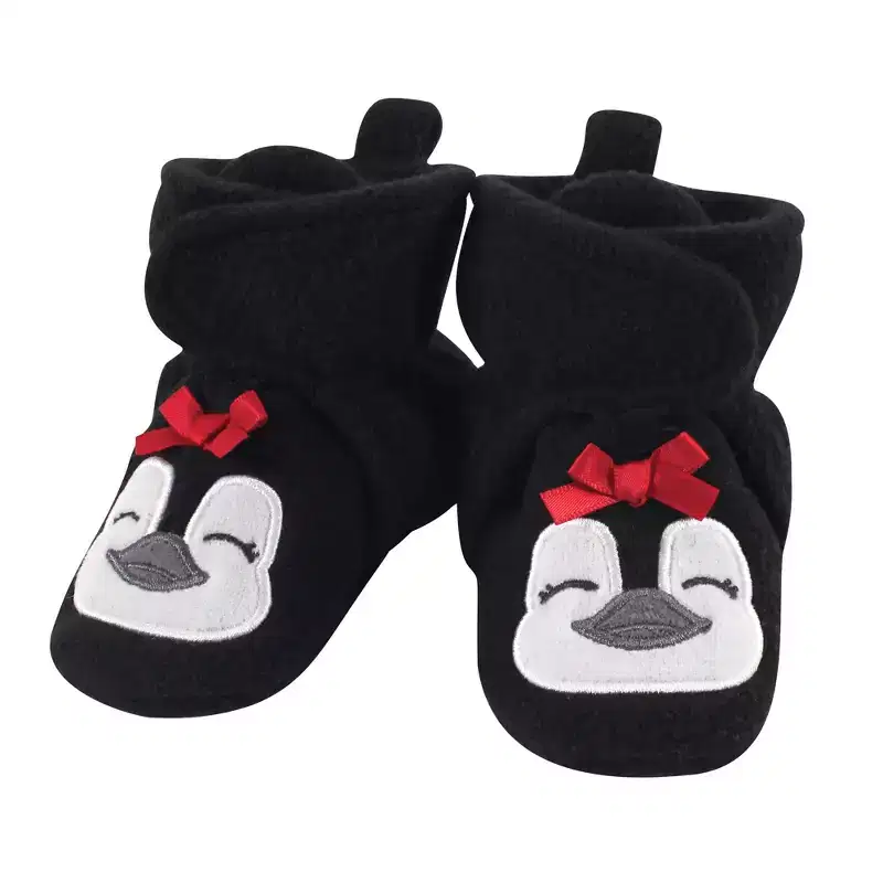 Hudson Baby Infant and Toddler Girl Cozy Fleece Booties, Girl Penguin